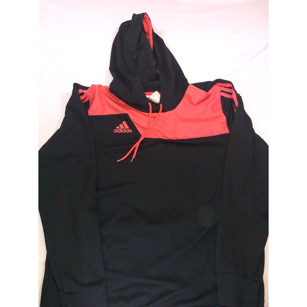 Adidas Mens Colorblock Soccer Training Hoodie Black Red L Pullover Sweatshirt